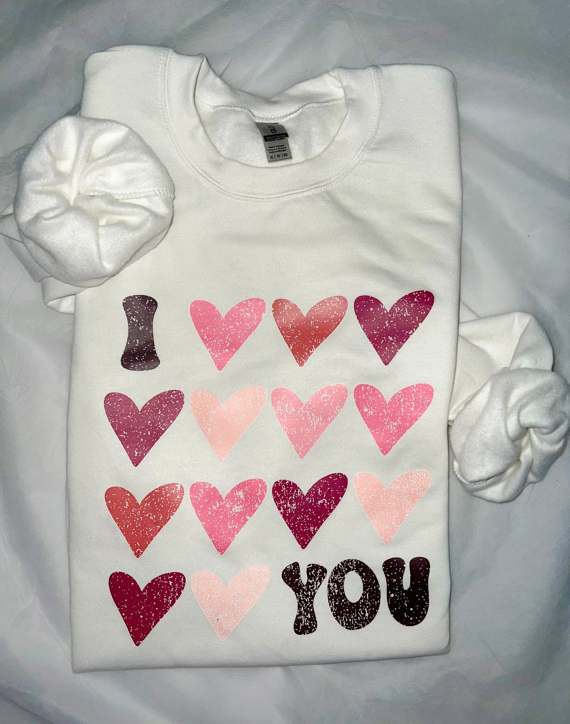 I ♥️ U Valentine Crewneck in White, Cute and Cozy Valentine Sweater